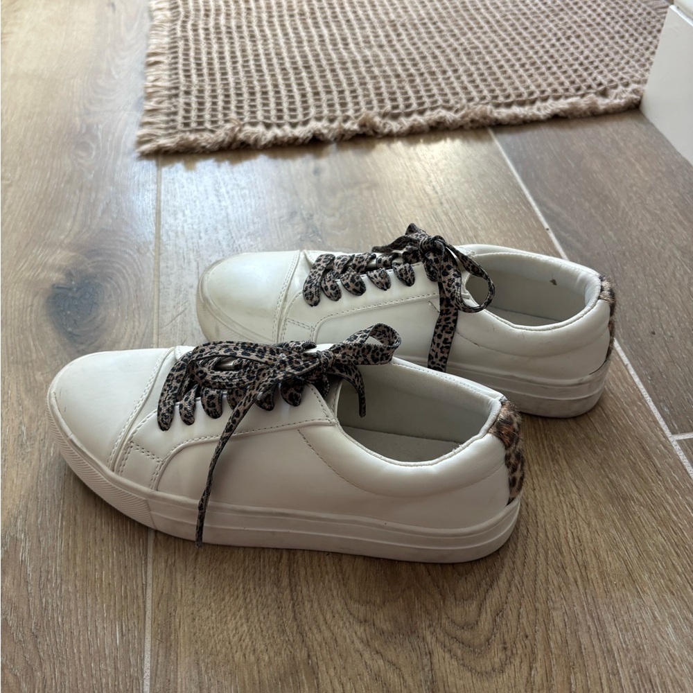 Leopard Accent White Sneakers